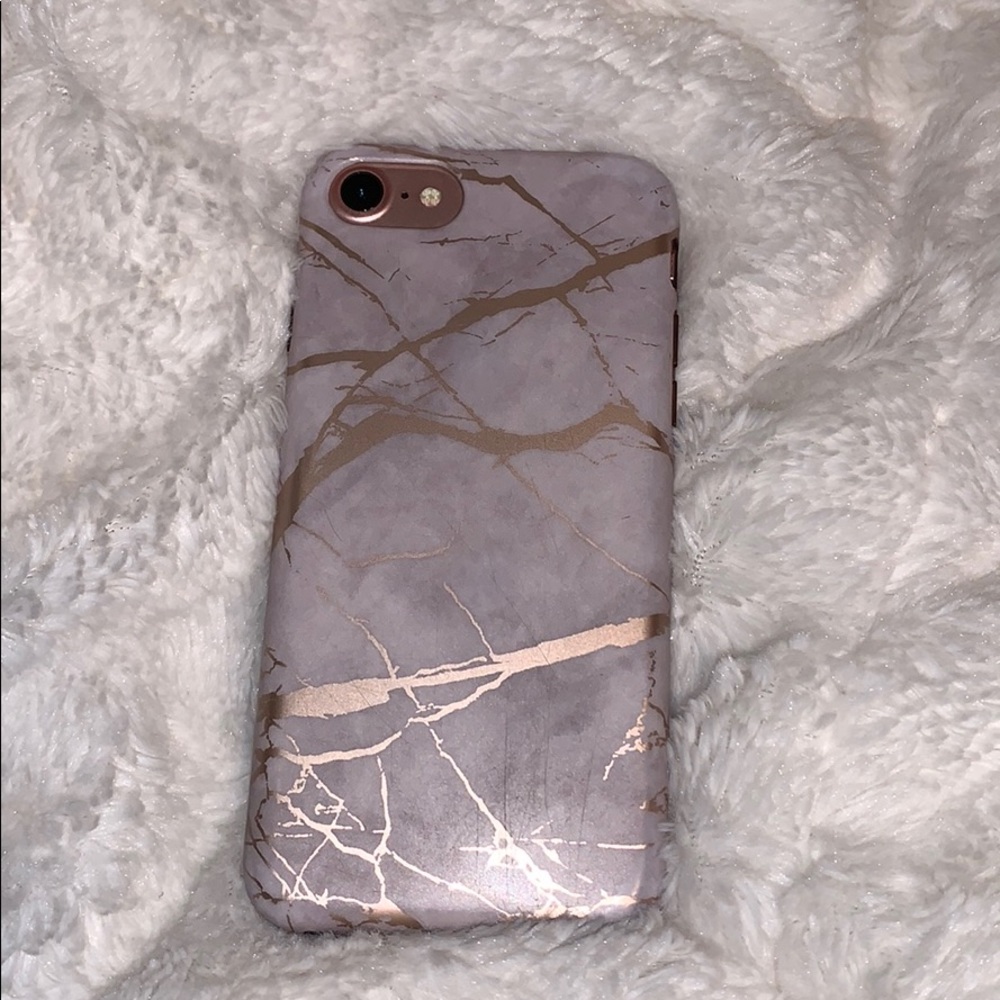 White and Rose Gold Marble IPhone 7 Phone Case